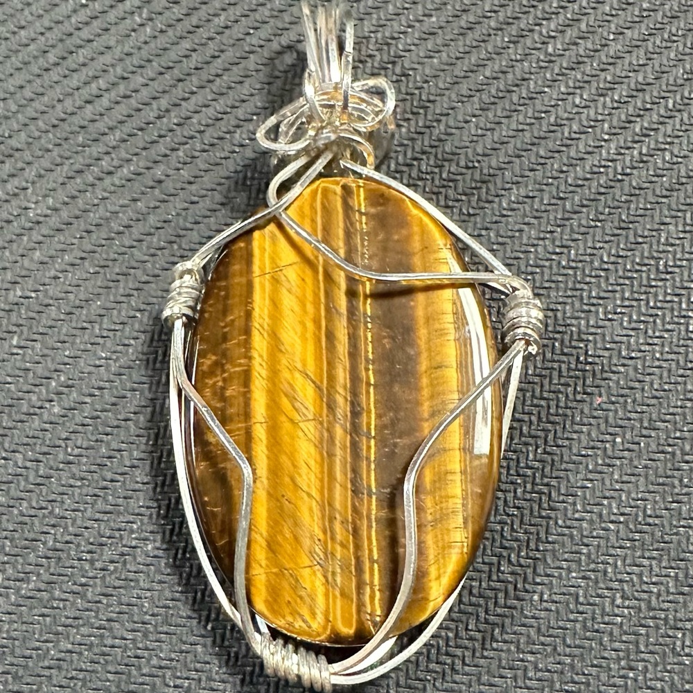 Sterling  Silver Tiger Eye Wire Wrapped Pendant